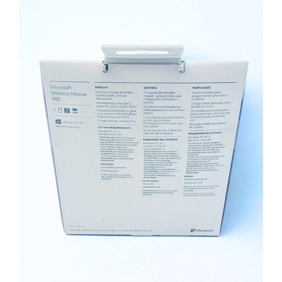 Microsoft Wireless 900 Mouse Black USB Full Size Ambidextrous PW4-00001 Sealed - Picture 6 of 8